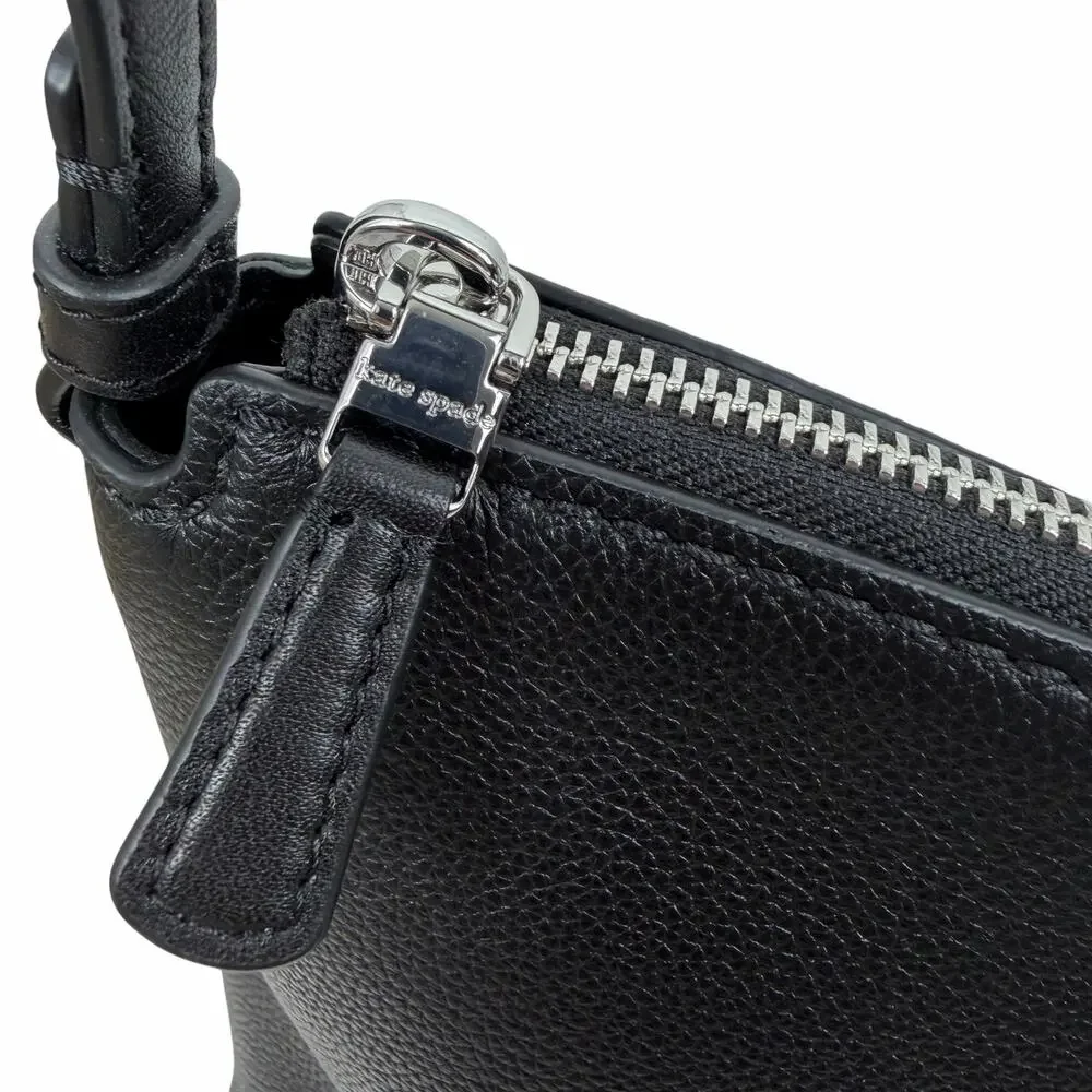 Kate Spade Loop Large Shoulder Bag Pebble Leather Black Silver